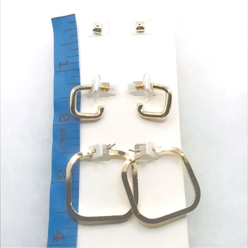 Express Gold Hoop and Stud Earring Set